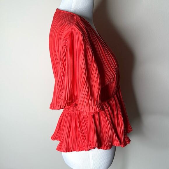 Orange Frill Peplum Waist Top - Picture 3 of 6